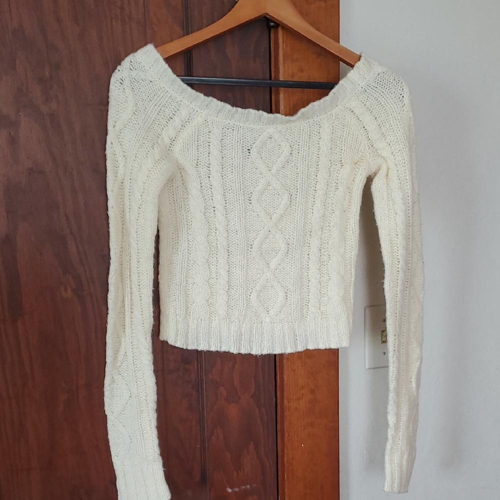 Hollister Cream Off-the-Shoulder Sweater
